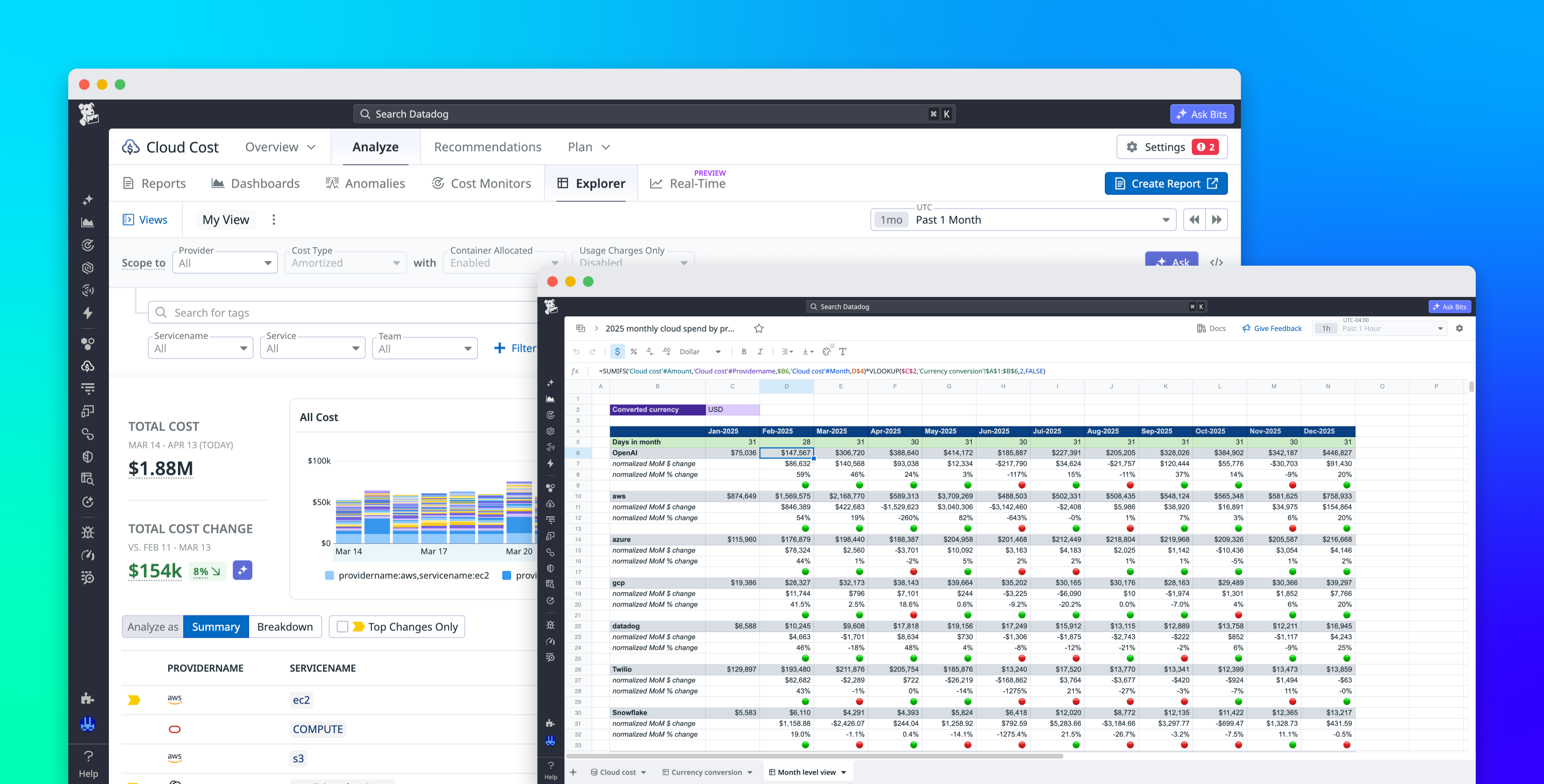 Datadog добавил Sheets в Cloud Cost Management для анализа живых данных расходов облака