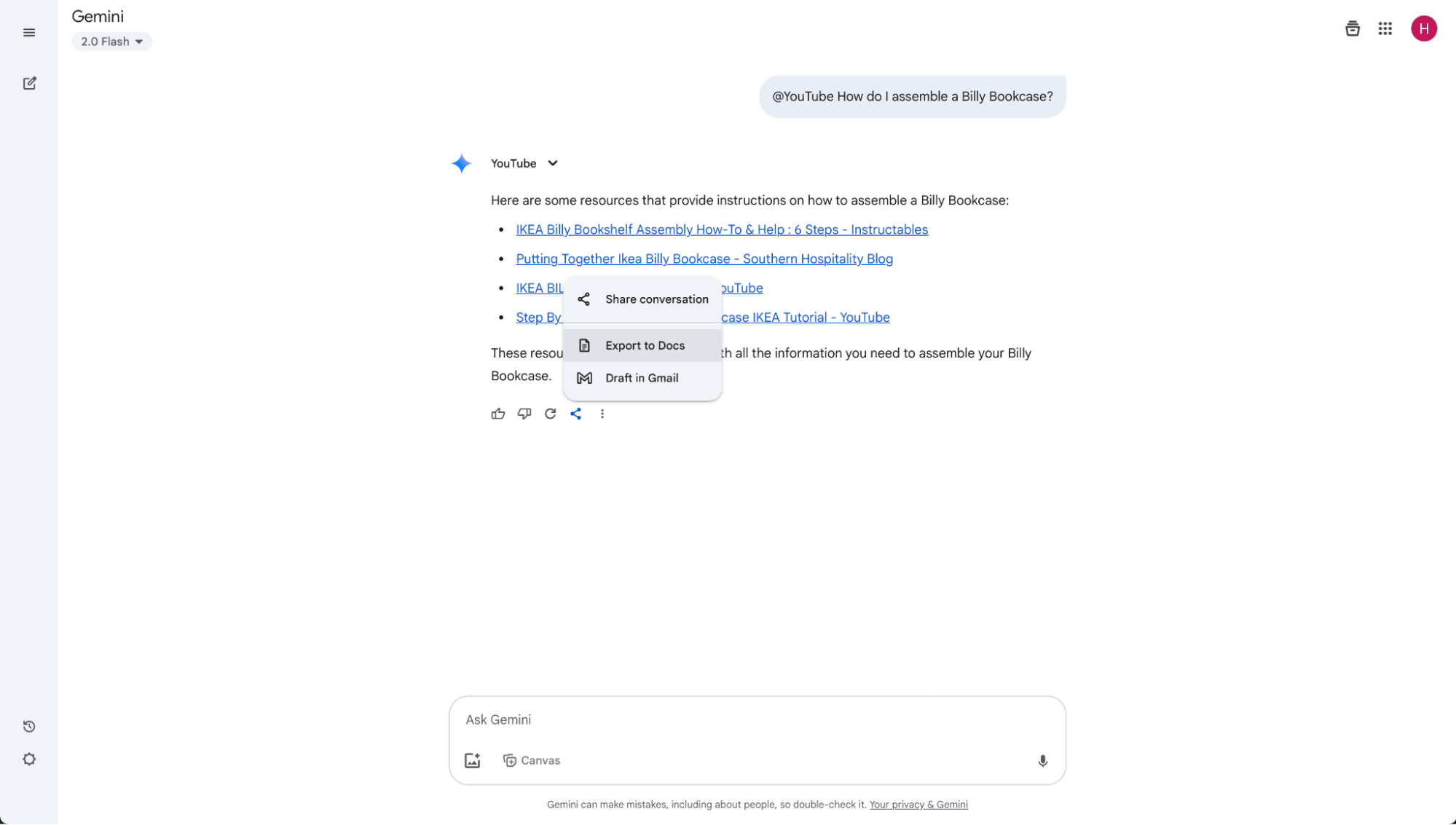 Image 2: Gemini, our pick for the best ChatGPT alternative for integration with Google services