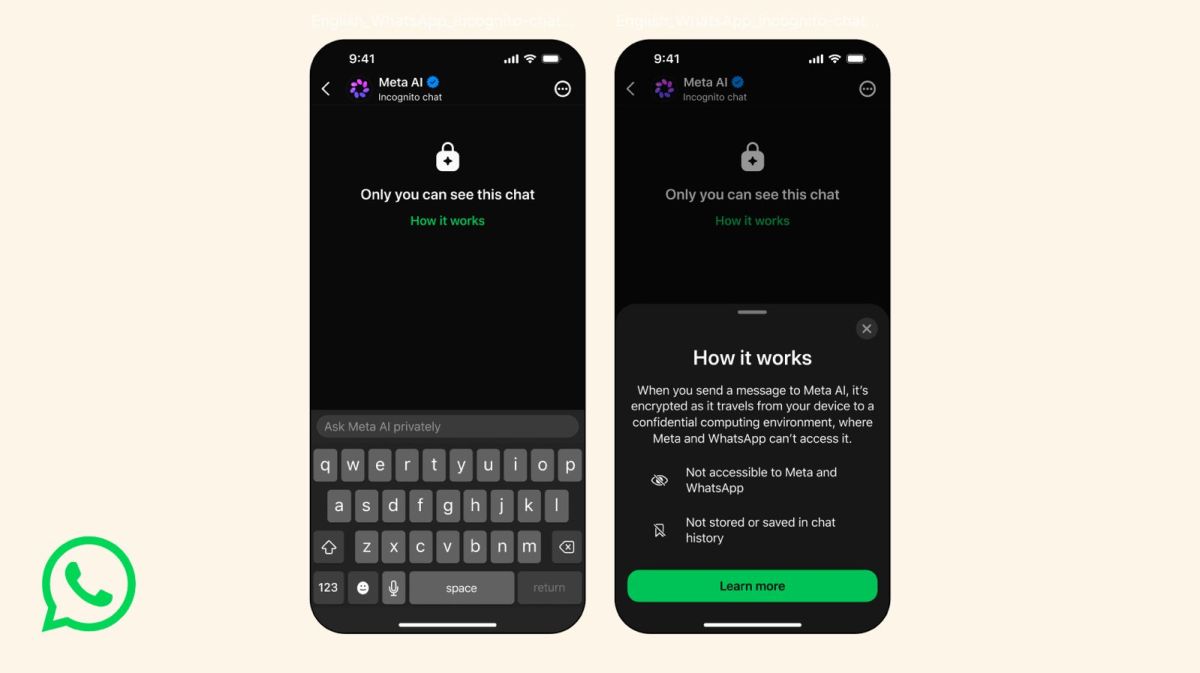 WhatsApp запускает инкогнито‑режим для чатов с Meta AI-сообщения исчезают после закрытия