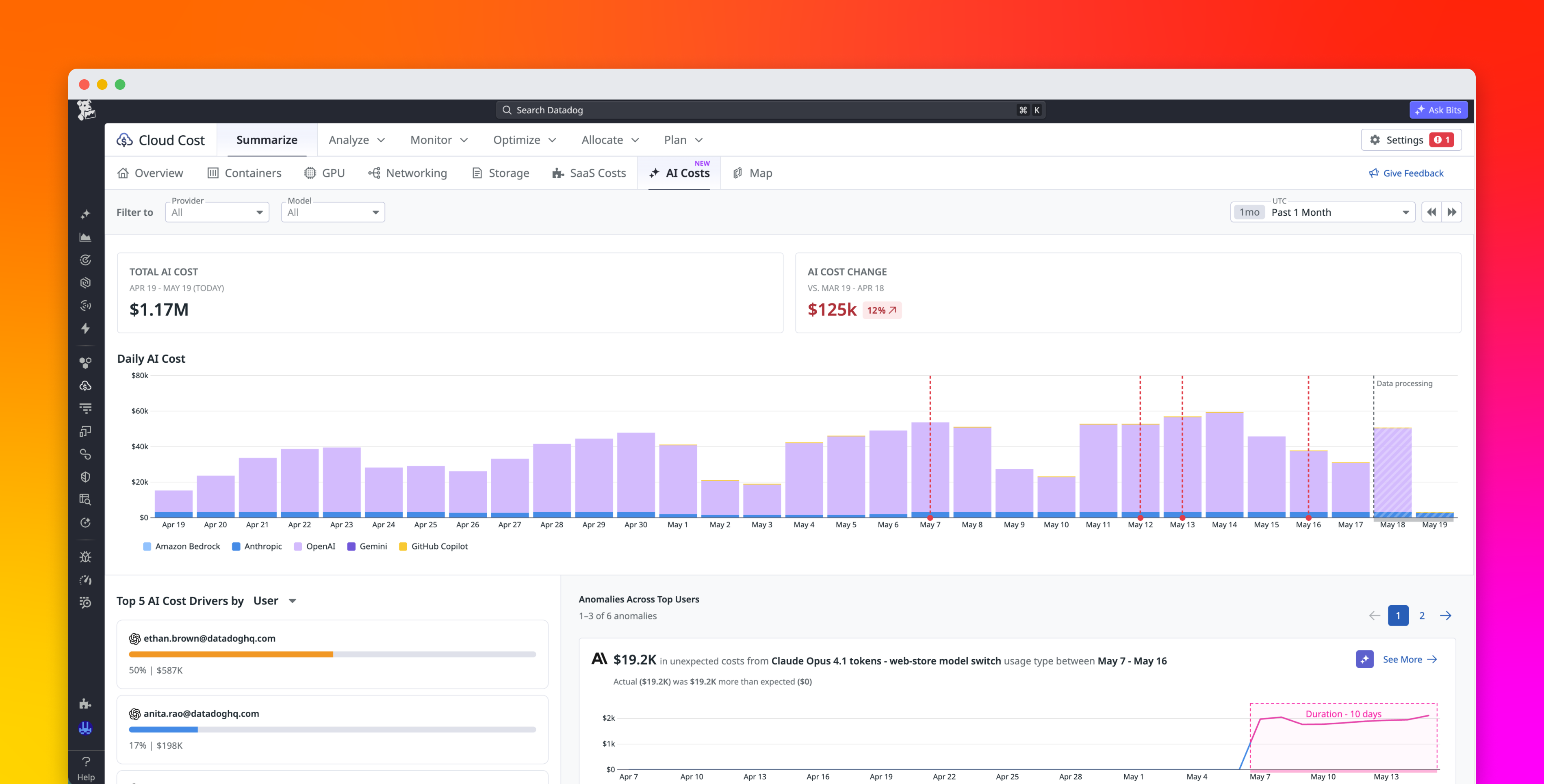 Datadog представил AI Costs в Cloud Cost Management для единой атрибуции расходов на AI