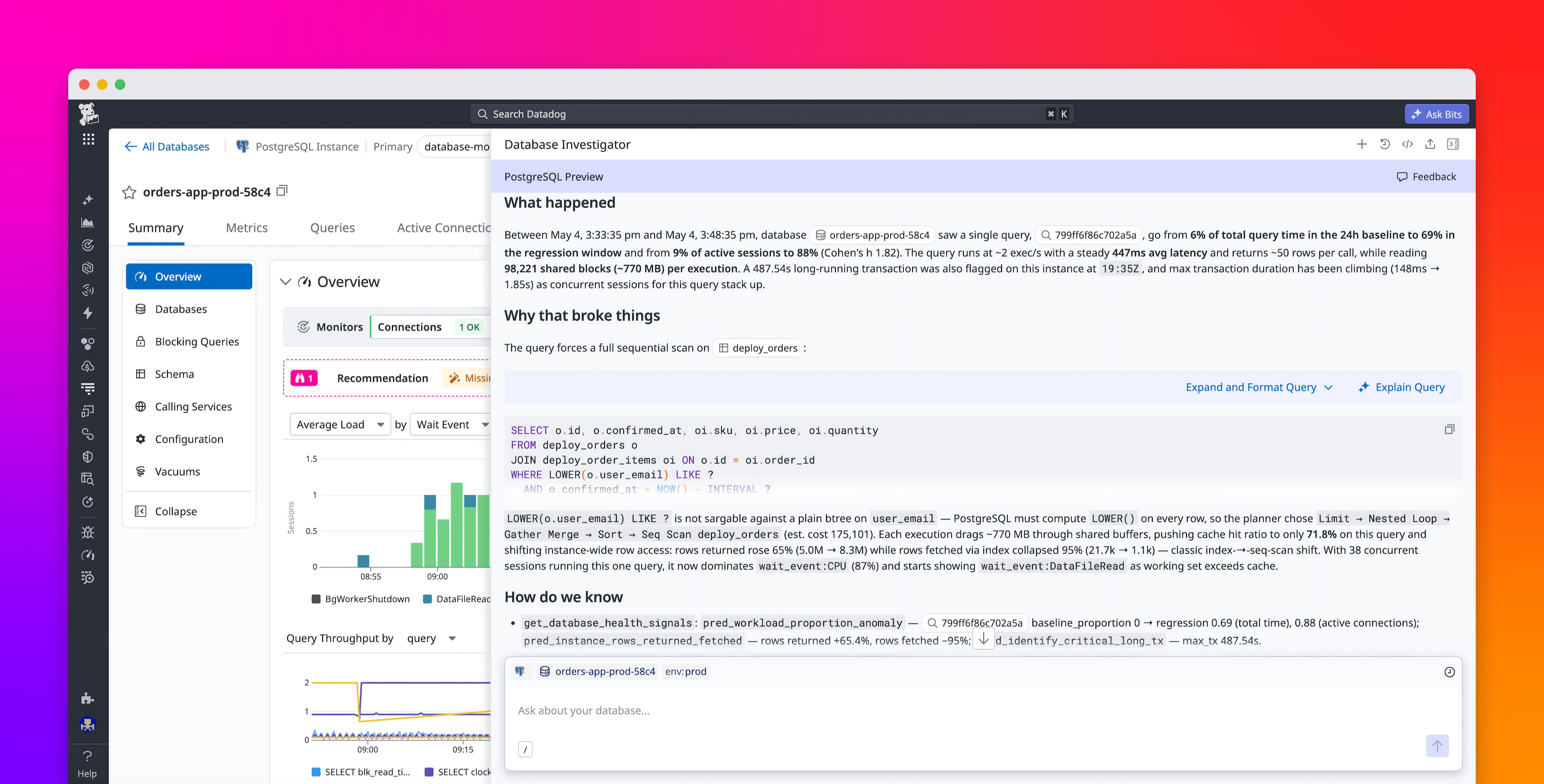 Datadog lanza Database Investigator para acelerar diagnóstico y remediación de problemas de rendimiento en bases de datos